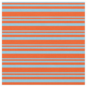 Tissu Lignes bleu ciel et rouge