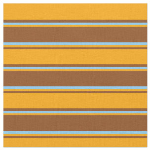 Tissu Lignes bleues Brown, orange et ciel clair