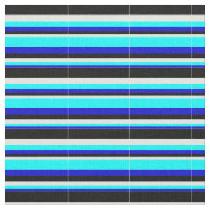 Tissu Lignes bleues, cyanes, cyanes et noires
