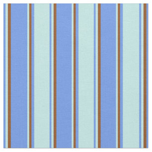 Tissu Lignes bleues, turquoises et Brown