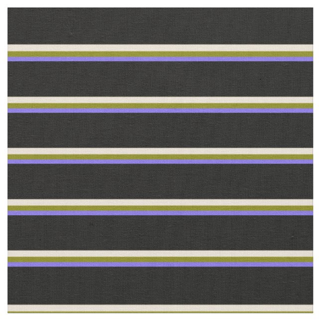 Tissu Lignes bleues, vertes, bisques et noires (Fermer)
