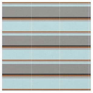 Tissu Lignes Brown, Gris foncé, Bleu Poudre, Gris et Noi