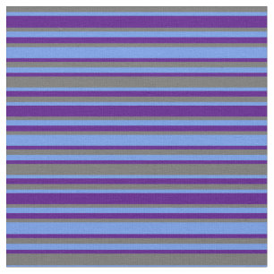 Tissu Lignes de couleur Dim Grey, Cornflower Blue & Indi
