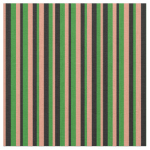Tissu Lignes de couleur Saumon foncé, noir et vert forêt