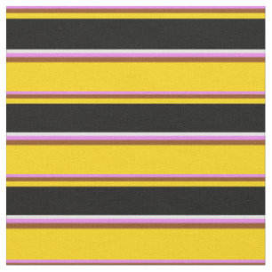Tissu Lignes de crème violet, Brown, Jaune, Noire & Ment