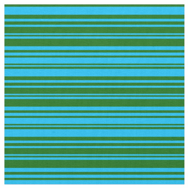 Tissu Lignes en bleu ciel profond et vert foncé (Fermer)