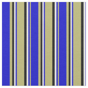 Tissu Lignes foncées en kaki, bleu, blanc et noir