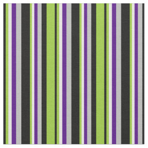 Tissu Lignes noires, vertes, blanches, indiennes et gris