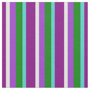 Tissu Lignes pourpres, Turquoise, Vert, Orchidée & Jaune