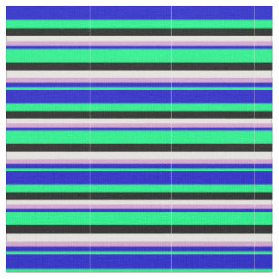Tissu Lignes vertes, bleues, prunes, blanches et noires