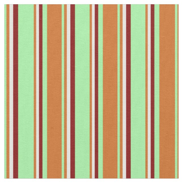 Tissu Lignes vertes, chocolat, blanches et maroons (Fermer)