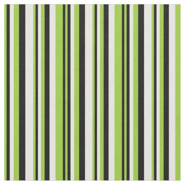 Tissu Lignes vertes, noires et blanches (Fermer)