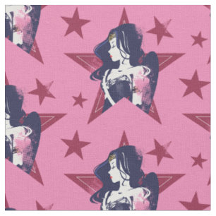 Tissu Ligue de Justice Wonder Woman & Stars Pop Art