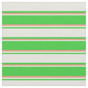 Tissu Lime vert, beige et Saumon foncé Motif