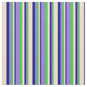 Tissu Lime Vert, Violet, Bleu & Tan Lignes Colorées