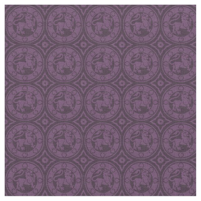 Tissu Lions médiévaux, aubergine (Fermer)
