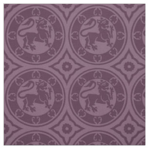 Tissu Lions médiévaux, aubergine