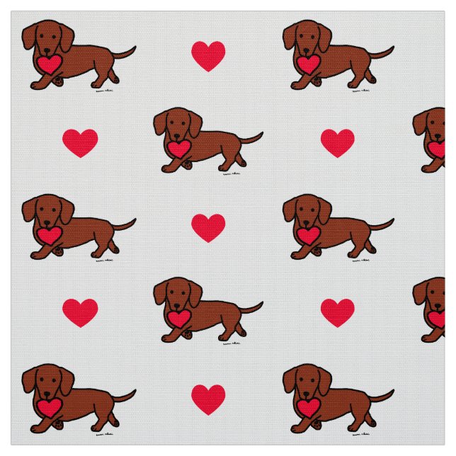 Tissu lisse rouge de coeur de teckel (Échantillon)