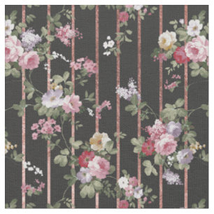 Tissu L'or rose de faux élégant barre les roses vintag