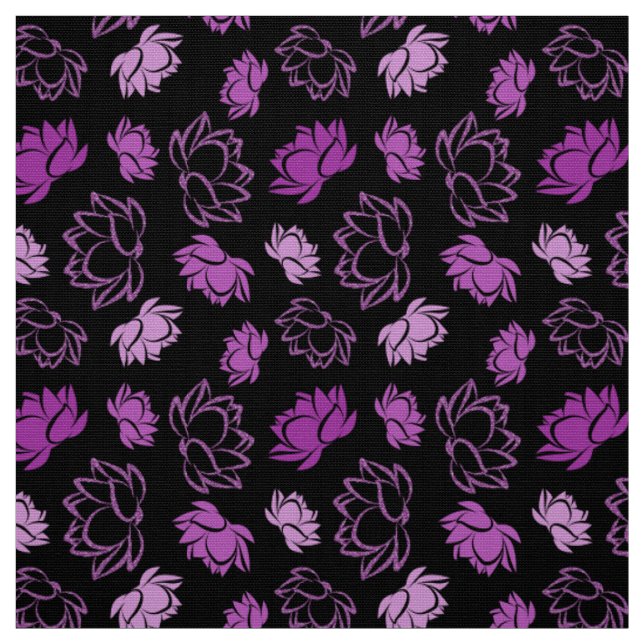 Tissu Lotus Flower Motif en couleur violet (Échantillon)