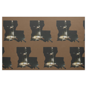 Tissu Louisiana Oil Gas Rig Print Fabric 9" Carré