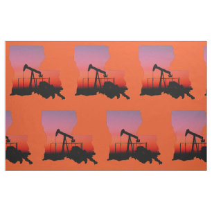Tissu Louisiana Oil Gas Rig Print Fabric 9" Carré
