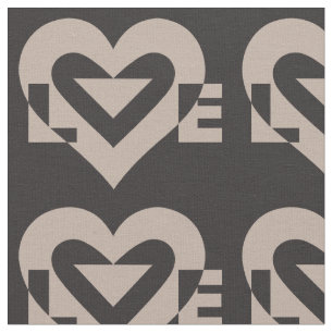 Tissu Love Grey sur Black