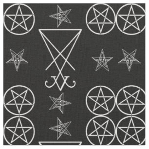 Tissu Lucifer Sigil Pentagrams Occulte Goth Fabric