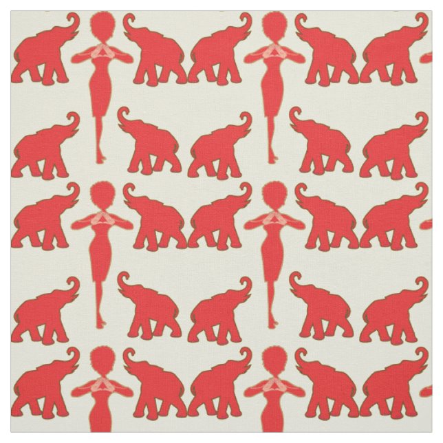 Tissu Lucky Red Elephant (Échantillon)