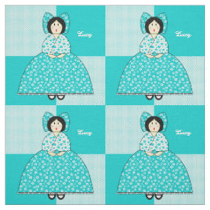 Tissu Lucy Poupée avec Aqua Polka Arrière - plan