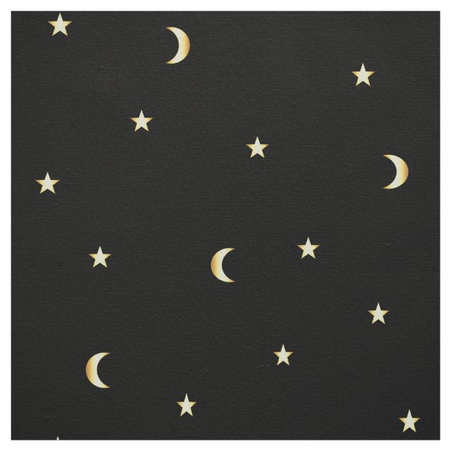 Tissu Lune et étoiles d'or (Échantillon)