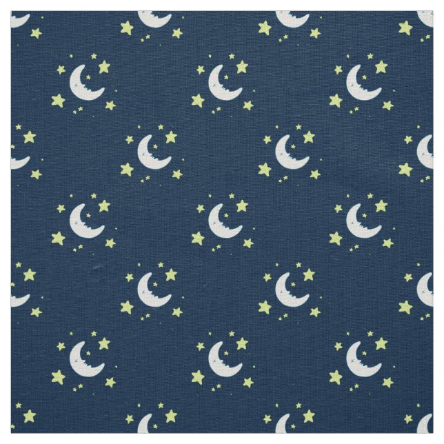 Tissu Lune et étoiles Textile original Imprimer sur Navy (Échantillon)