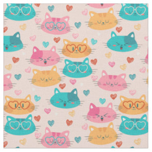 Tissu lunettes de chats mignons lunettes de coeur amusan