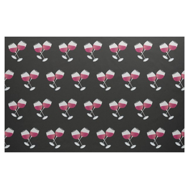 Tissu Lunettes de vin rouge Motif sur noir (Fat Quarter)