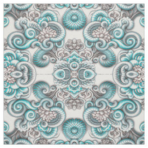 Tissu Magnifique Aqua Grey unique en blanc carrelé
