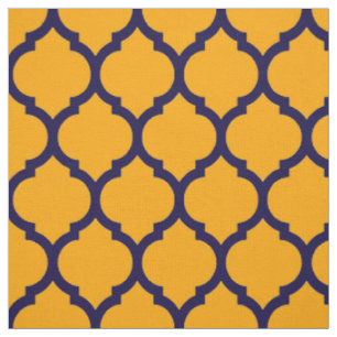 Tissu Magnifique motif morain quatrefeuilles orange et b