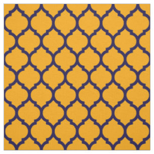 Tissu Magnifique motif morain quatrefeuilles orange et b