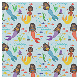 Tissu Maïs sous-marin coloré et poisson sur bleu