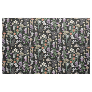 Tissu Maison de campagne mignonne Champignons fantômes H