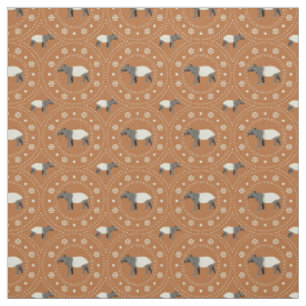 Tissu Malaisienne Tapirs animal modèle cannelle orange