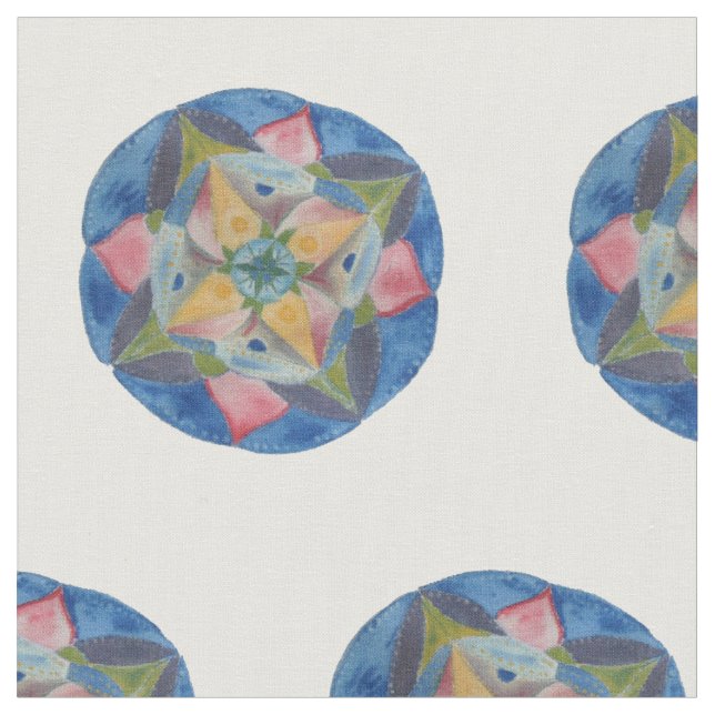 Tissu Mandala Blue Combed Cotton (56 pouces de lar (Fermer)