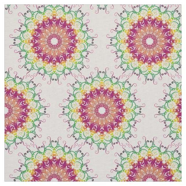 Tissu Mandala. floral ethnique (Échantillon)