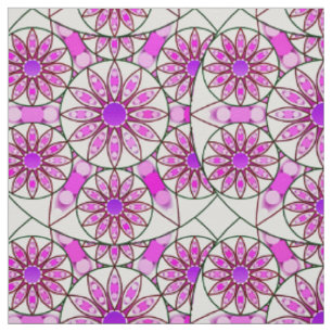 Tissu Mandala, motif, lavande, rose, rose chaud, blanc