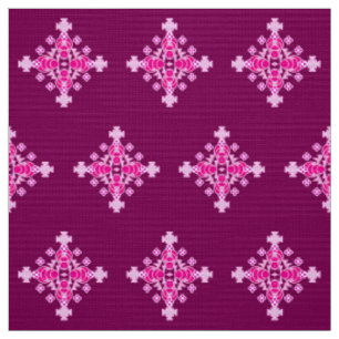Tissu Mandala Motif, rose pâle et prune à quatre points