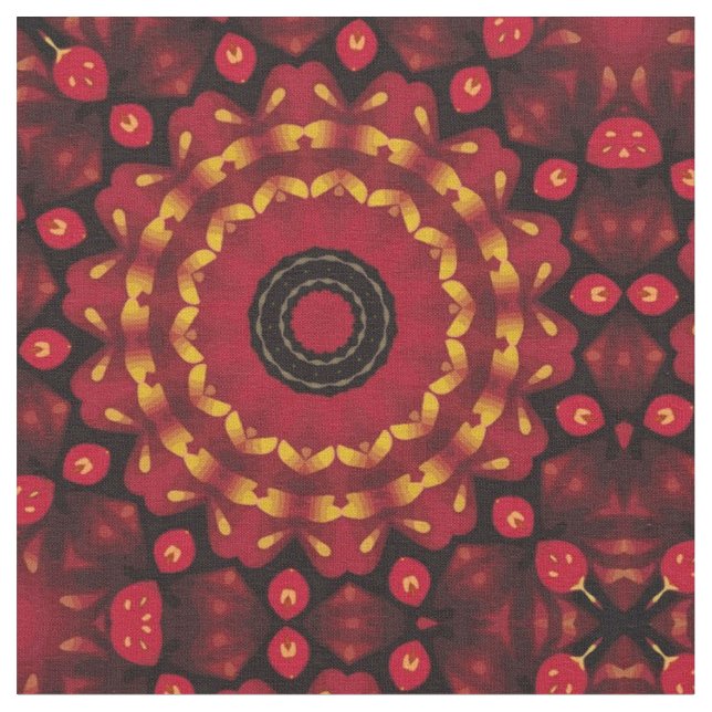 Tissu Mandala Or sur Rouge (Fermer)