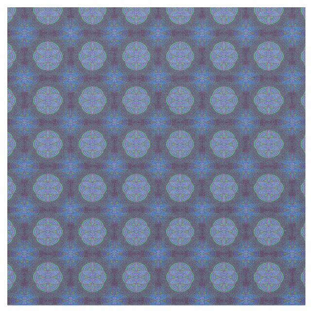 Tissu Mandalas en mélange motifs de répétition bleu (Fermer)
