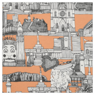 Tissu Mandarine jouy toile de l'AUSTRALIE De