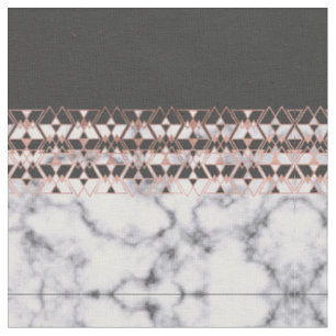 Tissu Marbre blanc noir Rose moderne géométrique