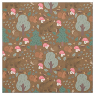 Tissu Marcher à travers les bois sur Brown