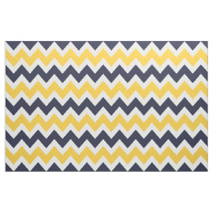 Tissu Marine et Jaune moderne Chevron Grande échelle